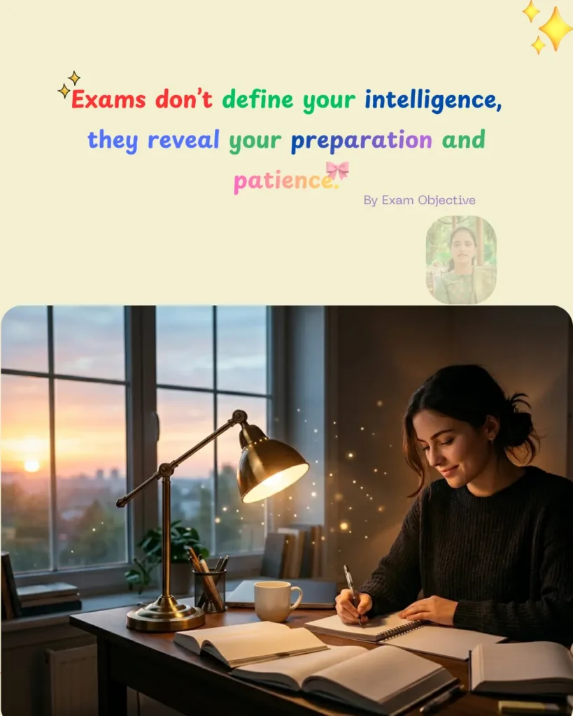 Exams don’t define your intelligence they reveal your preparation and patience motivational quote